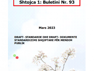 Drejtoria e Përgjithshme e Standardizimit (DPS), ka publikuar Shtojcën e Buletinit Nr. 93